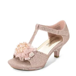 Girls Low Heel Glitter Pump Sandals