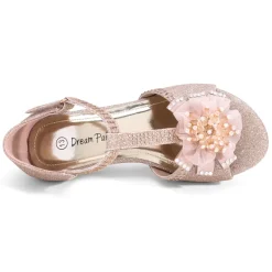 Girls Low Heel Glitter Pump Sandals
