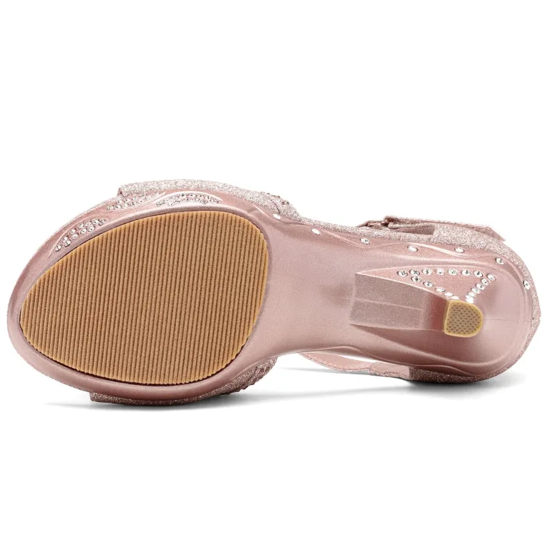 Girls Low Heel Glitter Pump Sandals
