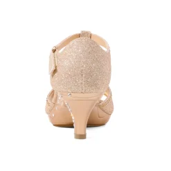 Girls Low Heel Glitter Pump Sandals
