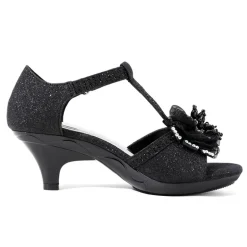 Girls Low Heel Glitter Pump Sandals