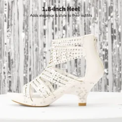 Girls Low Heel Rhinestones Sandals