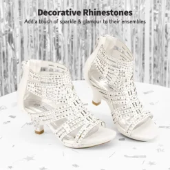 Girls Low Heel Rhinestones Sandals