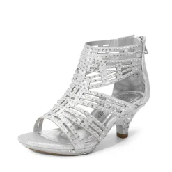 Girls Low Heel Rhinestones Sandals