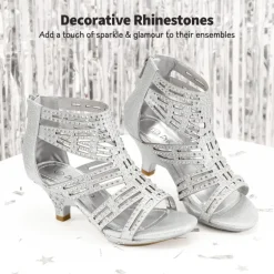 Girls Low Heel Rhinestones Sandals