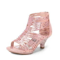 Girls Low Heel Rhinestones Sandals