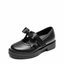 Girls' Mary Jane Bowknot Shoes with Hook-And-Loop Strap
