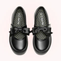 Girls' Mary Jane Bowknot Shoes with Hook-And-Loop Strap