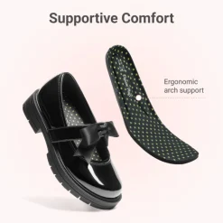 Girls' Mary Jane Bowknot Shoes with Hook-And-Loop Strap
