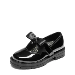 Girls' Mary Jane Bowknot Shoes with Hook-And-Loop Strap