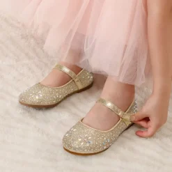 Girl's Mary Jane Buckle Rhinestone Flats