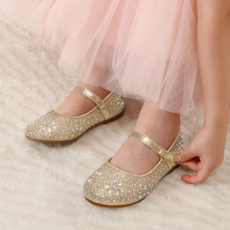 Girl's Mary Jane Buckle Rhinestone Flats