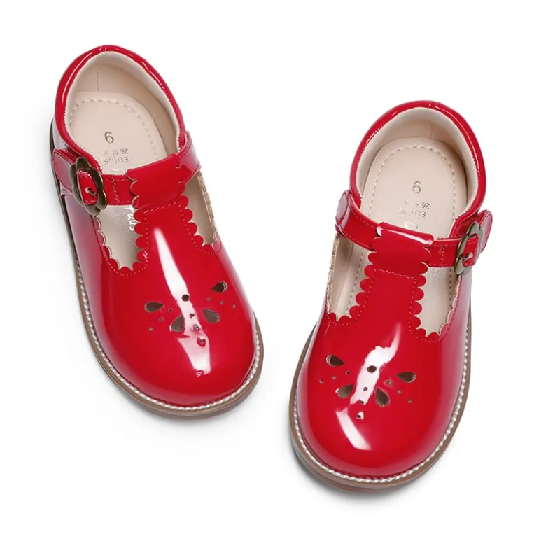 Girl's Mary Jane Flats with Floral Buckle