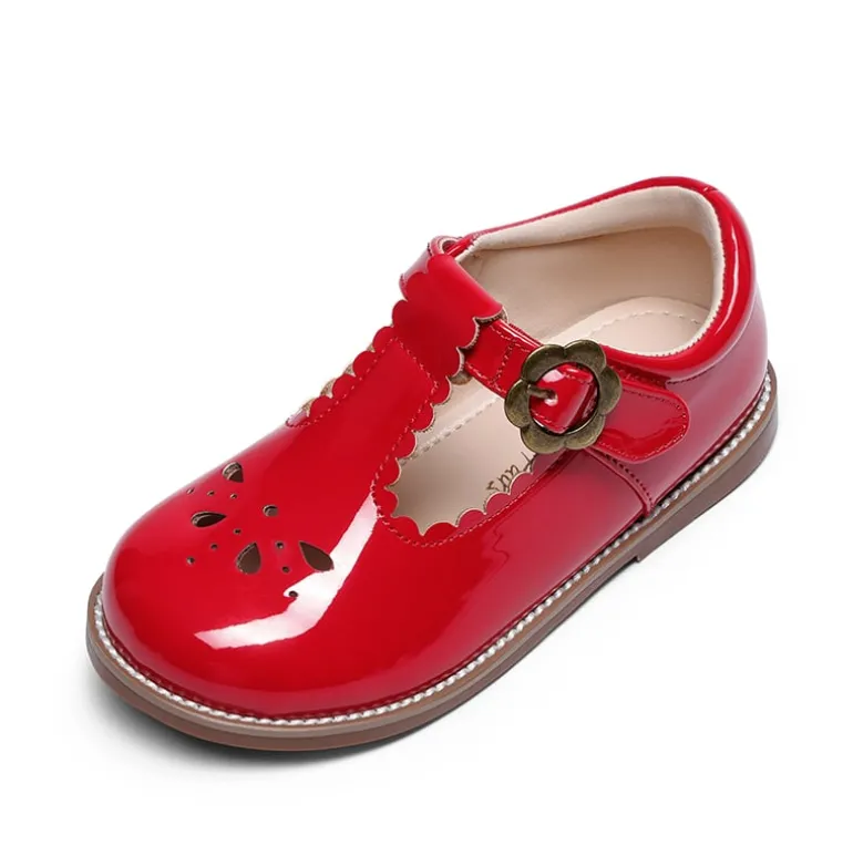 Girl's Mary Jane Flats with Floral Buckle