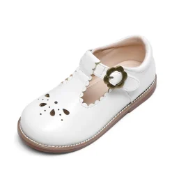 Girl's Mary Jane Flats with Floral Buckle