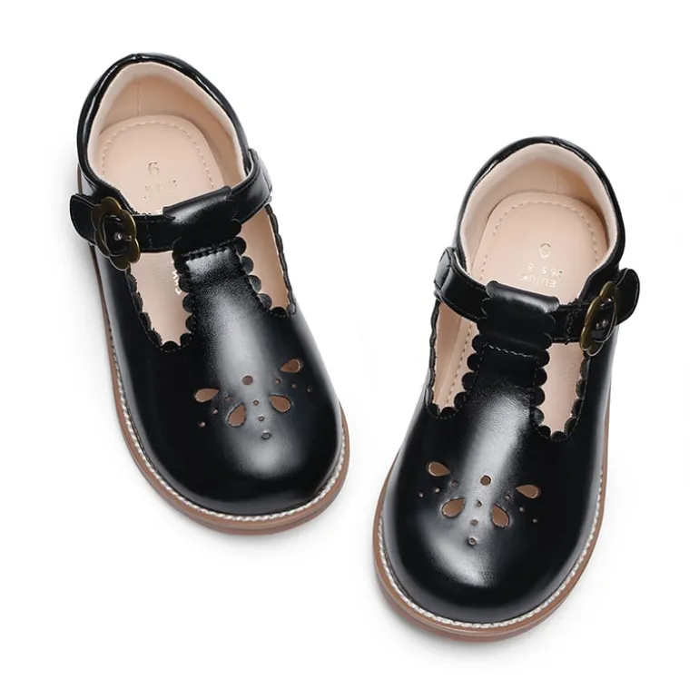 Girl's Mary Jane Flats with Floral Buckle