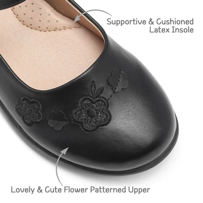 Girls Mary Jane Flower Dress Flats