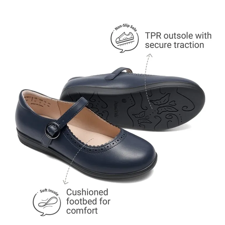 Girls' Mary Jane Flower Edge Dress Shoes