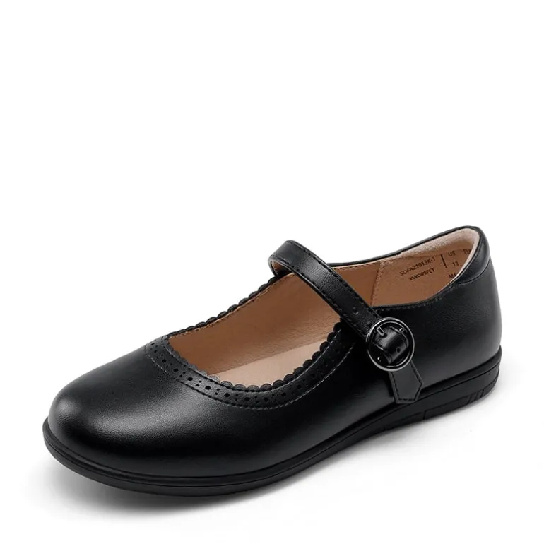Girls' Mary Jane Flower Edge Dress Shoes