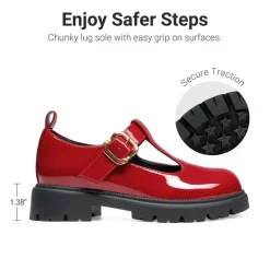 Girls' Mary Jane T-Strap Dress Shoes with Arch Support