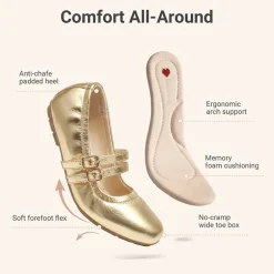 Girls’ Memory Foam Dress Flats with Arch Support