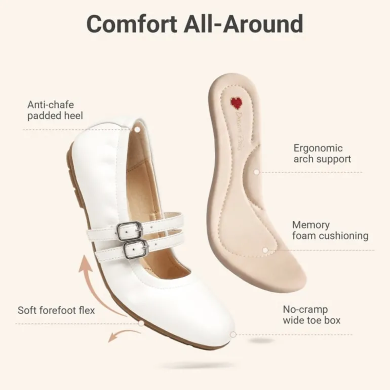 Girls’ Memory Foam Dress Flats with Arch Support