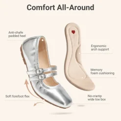 Girls’ Memory Foam Dress Flats with Arch Support
