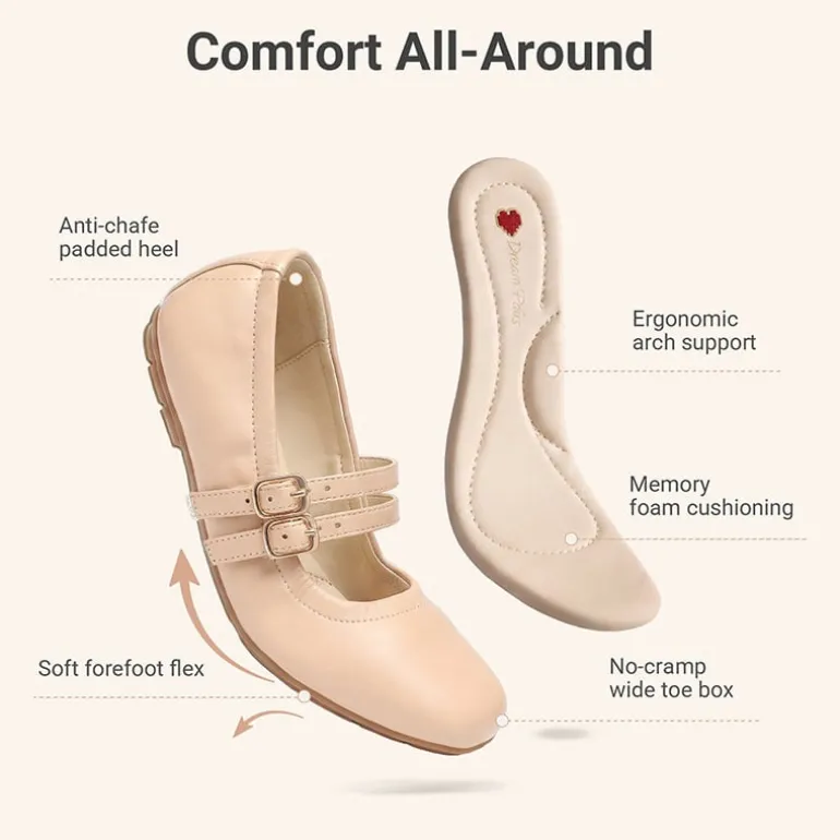 Girls’ Memory Foam Dress Flats with Arch Support