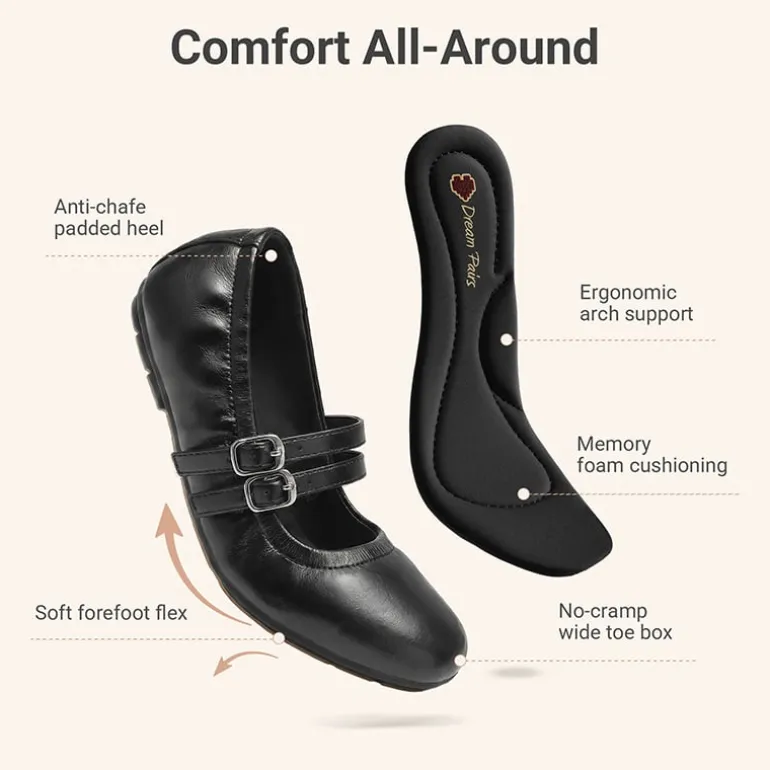 Girls’ Memory Foam Dress Flats with Arch Support