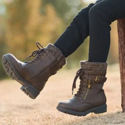 Girl's Mid Calf Combat Boots