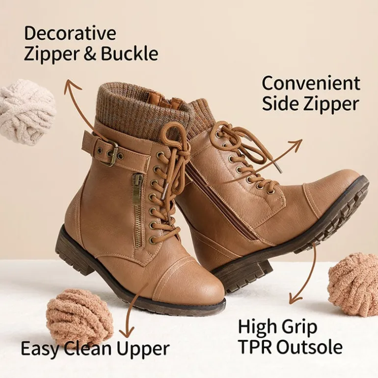 Girl's Mid Calf Combat Boots