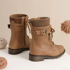 Girl's Mid Calf Combat Boots