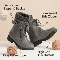 Girl's Mid Calf Combat Boots
