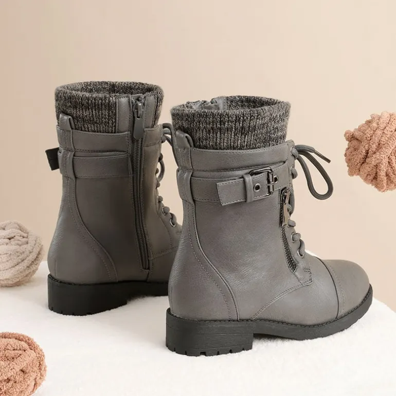 Girl's Mid Calf Combat Boots