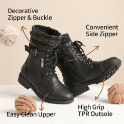 Girl's Mid Calf Combat Boots