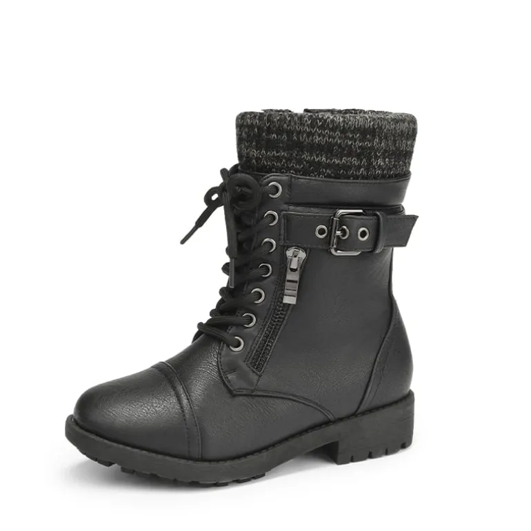 Girl's Mid Calf Combat Boots