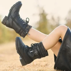 Girl's Mid Calf Combat Boots