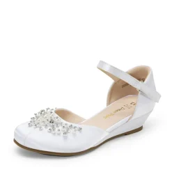 Girls Pearl Low Wedge Shoes