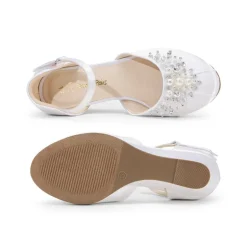 Girls Pearl Low Wedge Shoes