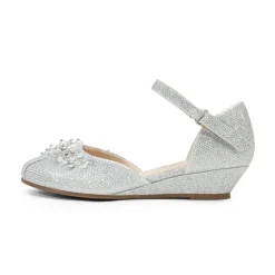 Girls Pearl Low Wedge Shoes