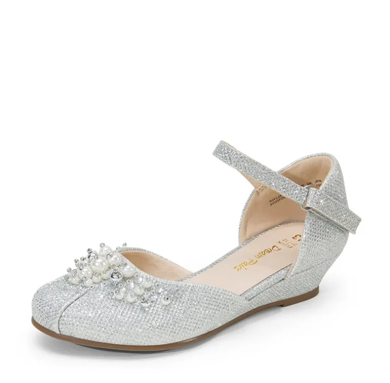 Girls Pearl Low Wedge Shoes