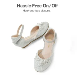 Girls Pearl Low Wedge Shoes