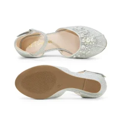Girls Pearl Low Wedge Shoes