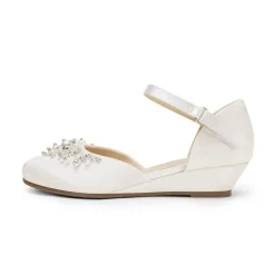 Girls Pearl Low Wedge Shoes
