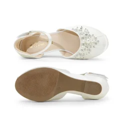 Girls Pearl Low Wedge Shoes