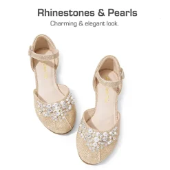 Girls Pearl Low Wedge Shoes
