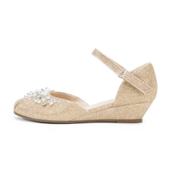 Girls Pearl Low Wedge Shoes