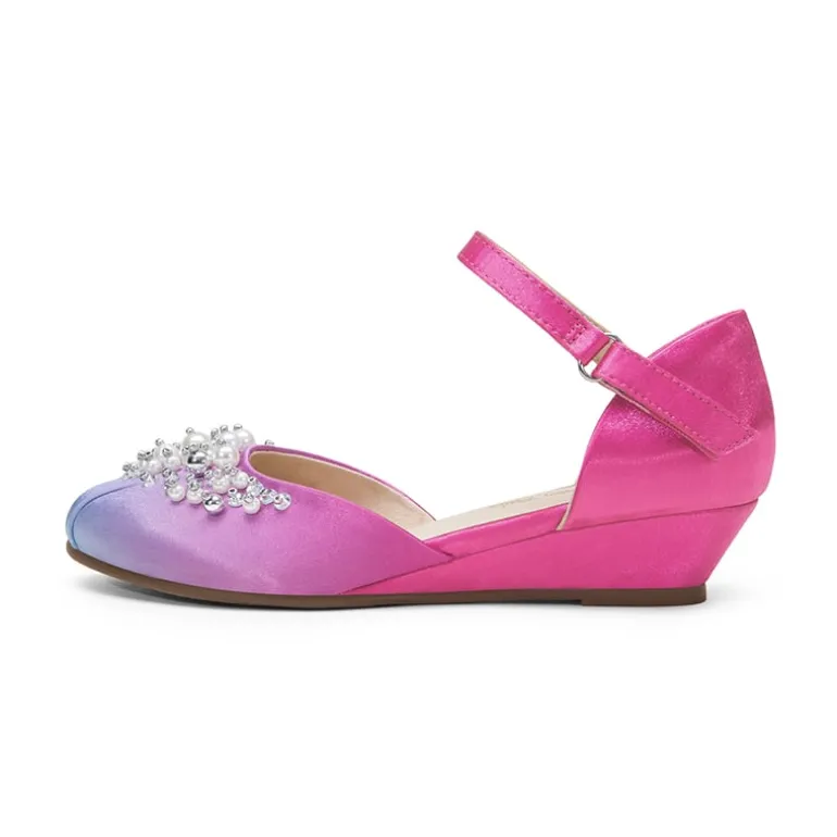 Girls Pearl Low Wedge Shoes