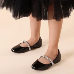 Girls’ Pearl & Rhinestone Mary Jane Flats