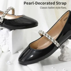 Girls’ Pearl & Rhinestone Mary Jane Flats